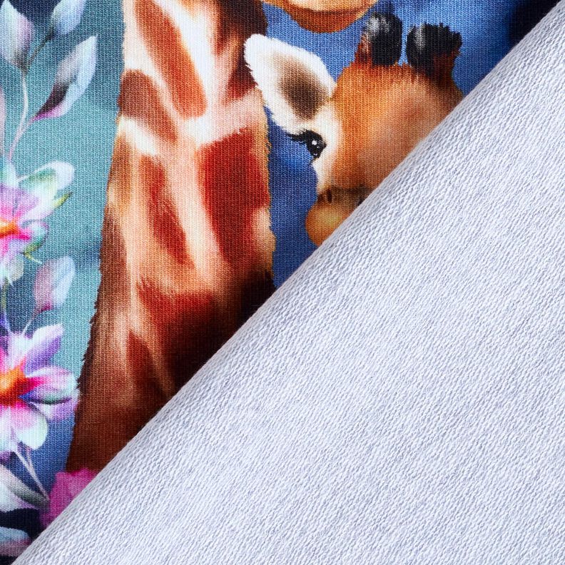 French Terry Sweat de verão Família de girafas Barra | Glitzerpüppi – azul-noite,  image number 4