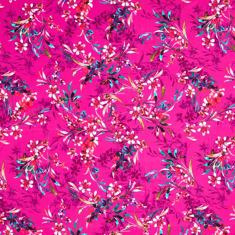 Tecido para fatos de banho Flores em aguarela – púrpura/branco,  image number 1