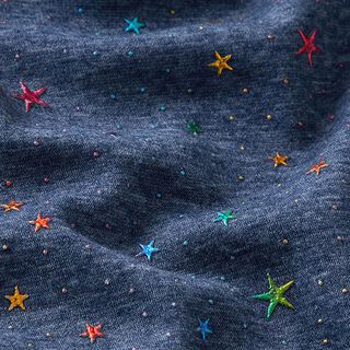 Tecido polar alpino Estrelas Estampado prateado – azul-marinho, 