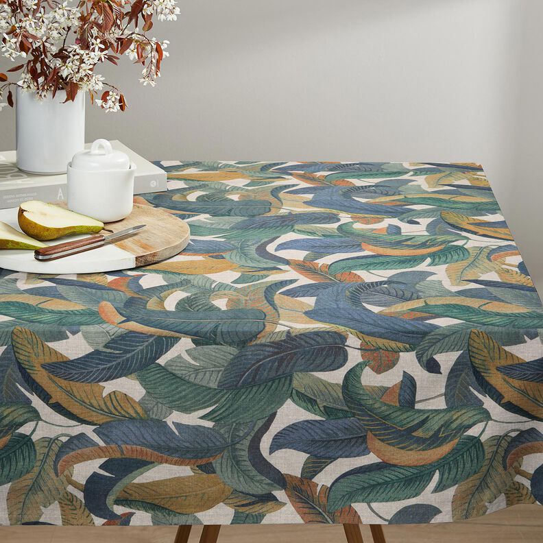 Tecido para decoração Meio linho Panamá Folhas de bananeira – cinza claro/taupe claro,  image number 7