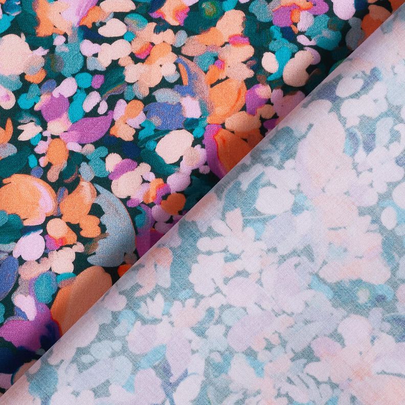 Cetim de algodão Mar de flores Impressão digital – pinheiro azul/salmão,  image number 4
