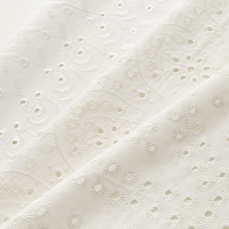 Tecido de algodão Bordado inglês Gotas – branco,  image number 6