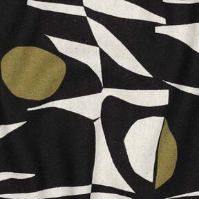 Mix de linho e viscose Padr&atilde;o geom&eacute;trico &ndash; preto/oliva, 