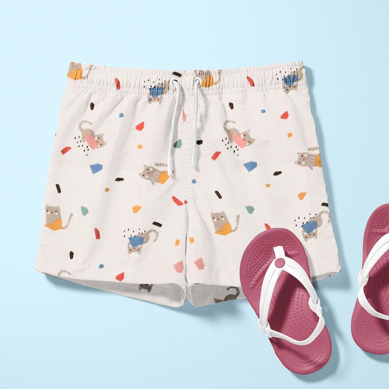 Popelina de algodão Gatos Confete – marfim/taupe claro,  image number 5