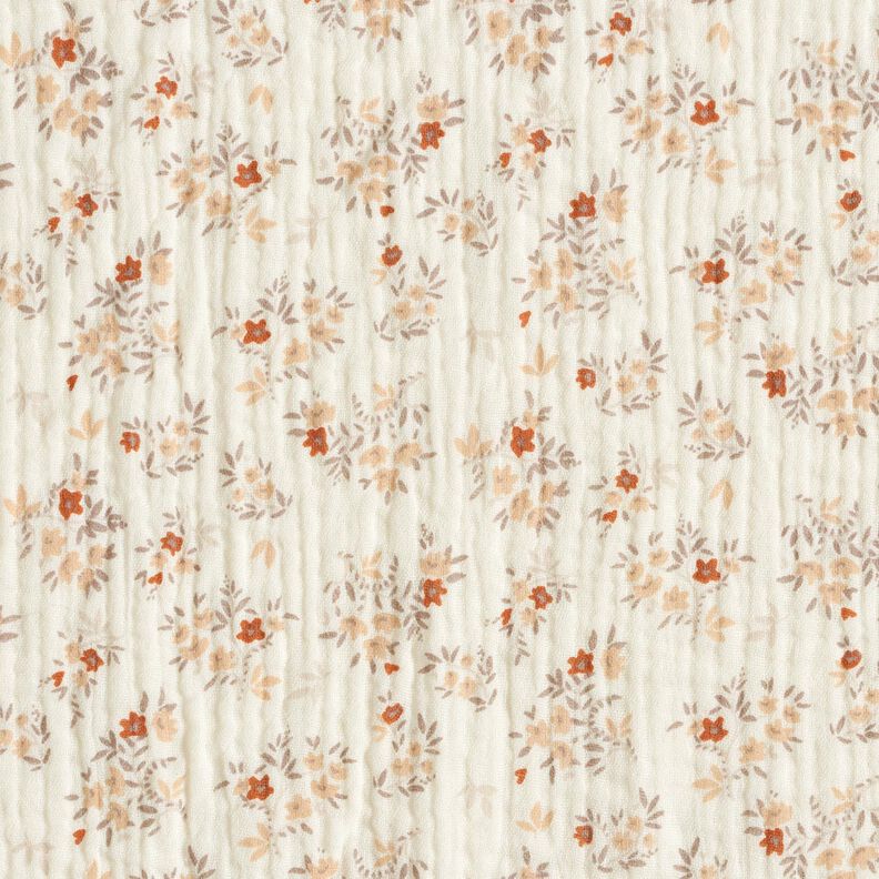 Musselina/ Tecido plissado duplo Florzinhas – branco sujo,  image number 1