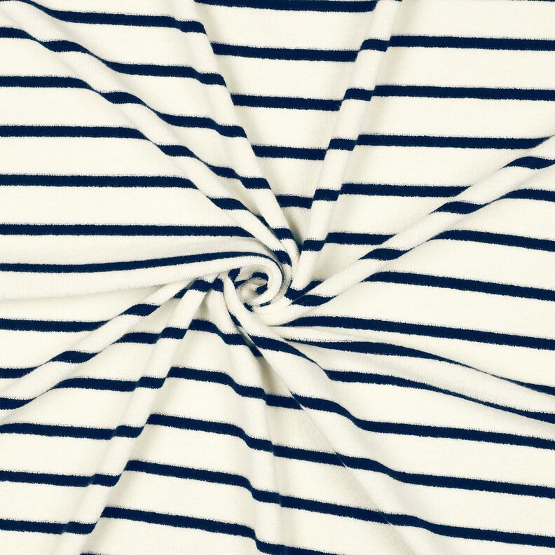 Tecido turco Jersey riscas – marfim/azul-noite,  image number 3
