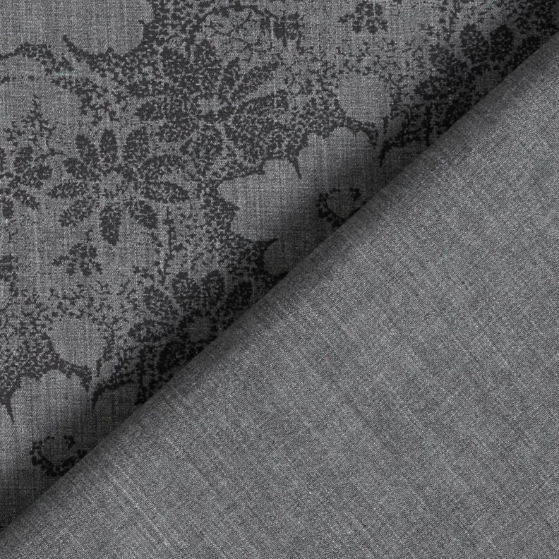 Tecido para camisas Flores – cinzento/preto,  image number 4