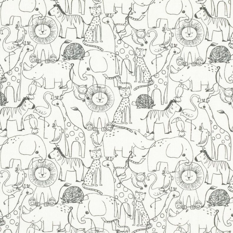 Jersey de algodão Animais da selva agitados – branco sujo,  image number 1