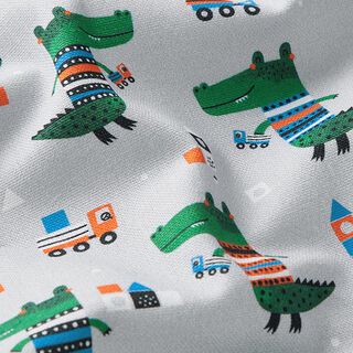Tecido para decoração Meio linho Panamá Crocodilo – cinzento claro/verde, 