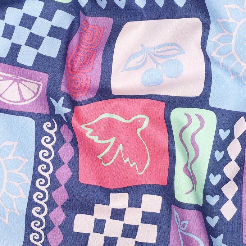 Popelina de algodão Patchwork | Poppy Fabrics – azul ganga/pink,  image number 2