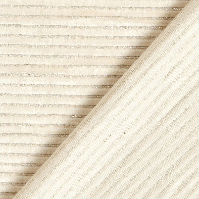 Tecido aveludado Nicki Riscas brilho – bege claro/prata metálica,  image number 4