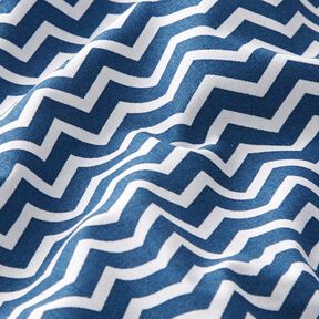 Tecido de algodão Cretone Ziguezague – azul-marinho/branco, 