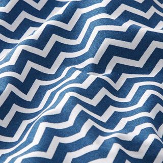 Tecido de algodão Cretone Ziguezague – azul-marinho/branco, 