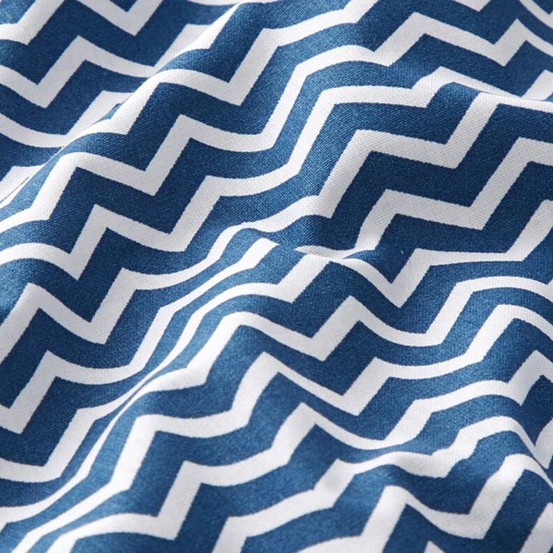 Tecido de algodão Cretone Ziguezague – azul-marinho/branco,  image number 2