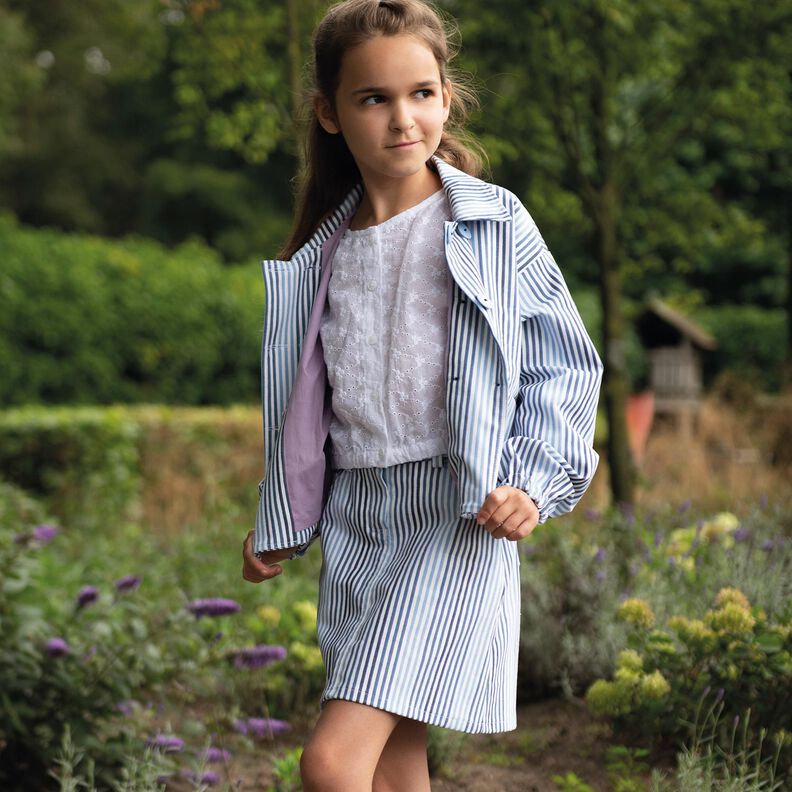 Denim Mistura de algodão riscas | Poppy Fabrics – azul ganga/branco sujo,  image number 5