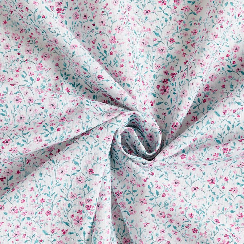 Tecido de algodão Popelina Flores delicadas – hortelã-pimenta/púrpura média,  image number 3