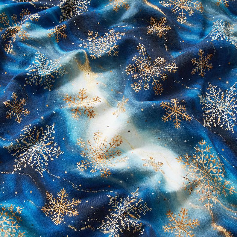 French Terry Sweat de verão Flocos de neve na Via Láctea | Glitzerpüppi – índigo/ouro velho,  image number 2