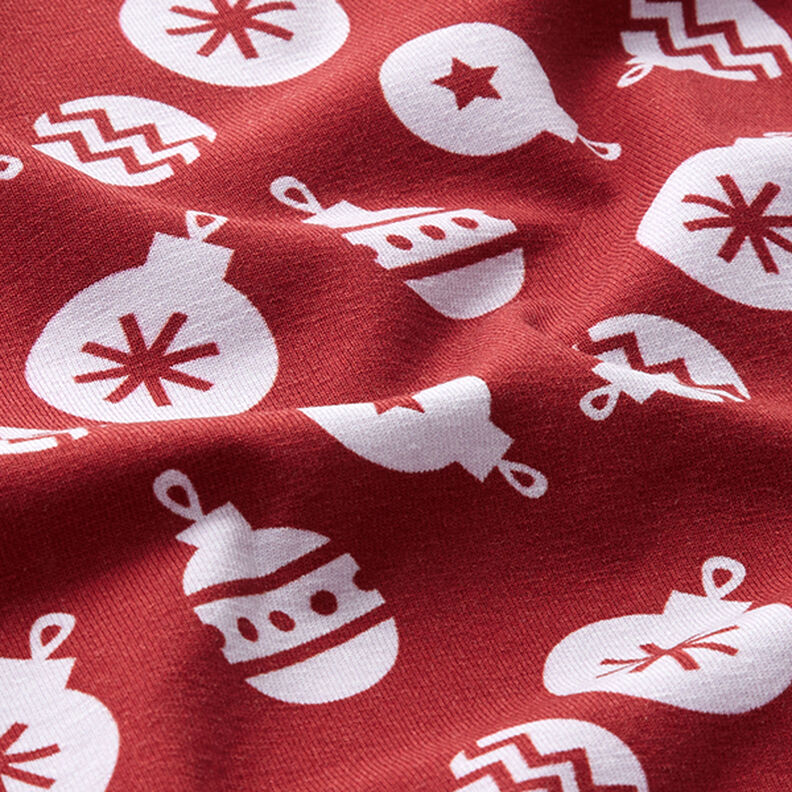 Jersey de algodão Bolas de Árvore de Natal – carmin,  image number 2
