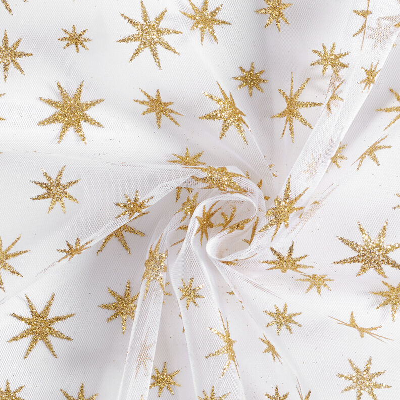 Tule Estrelas brilho – branco/dourado,  image number 3