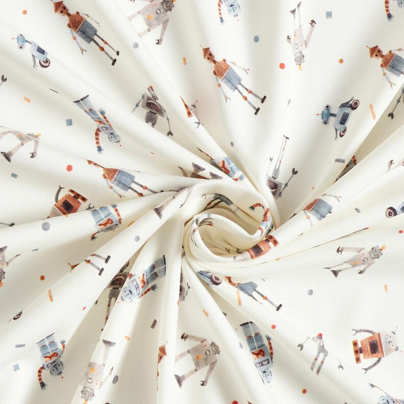Jersey de algodão Robôs amigáveis Impressão Digital – branco sujo,  image number 3