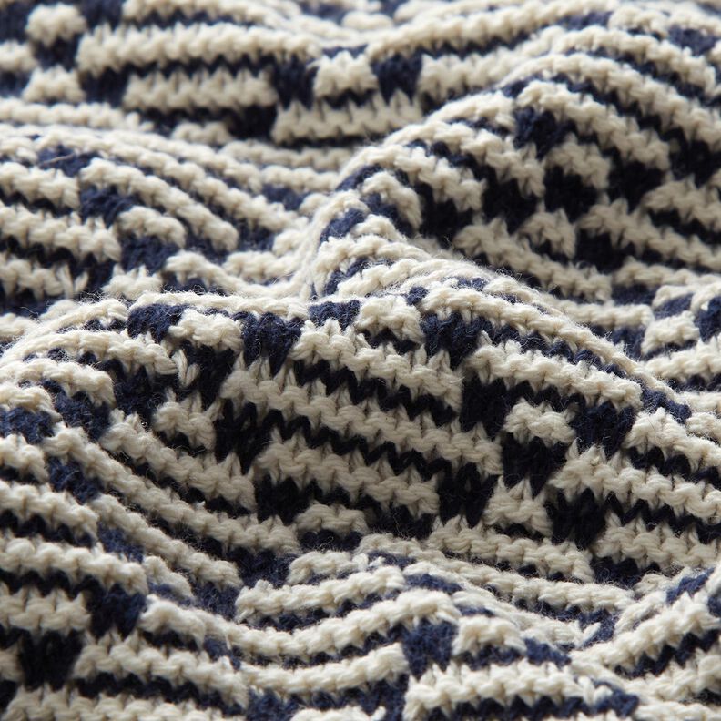 Malha grossa Algodão Losangos – branco/azul-marinho,  image number 2