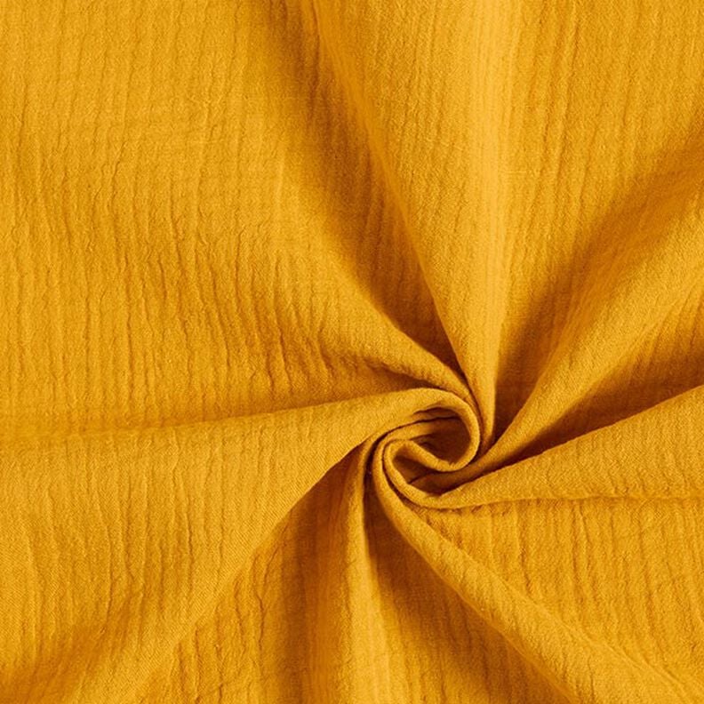 GOTS Musselina/ Tecido plissado duplo | Tula – amarelo-caril,  image number 1