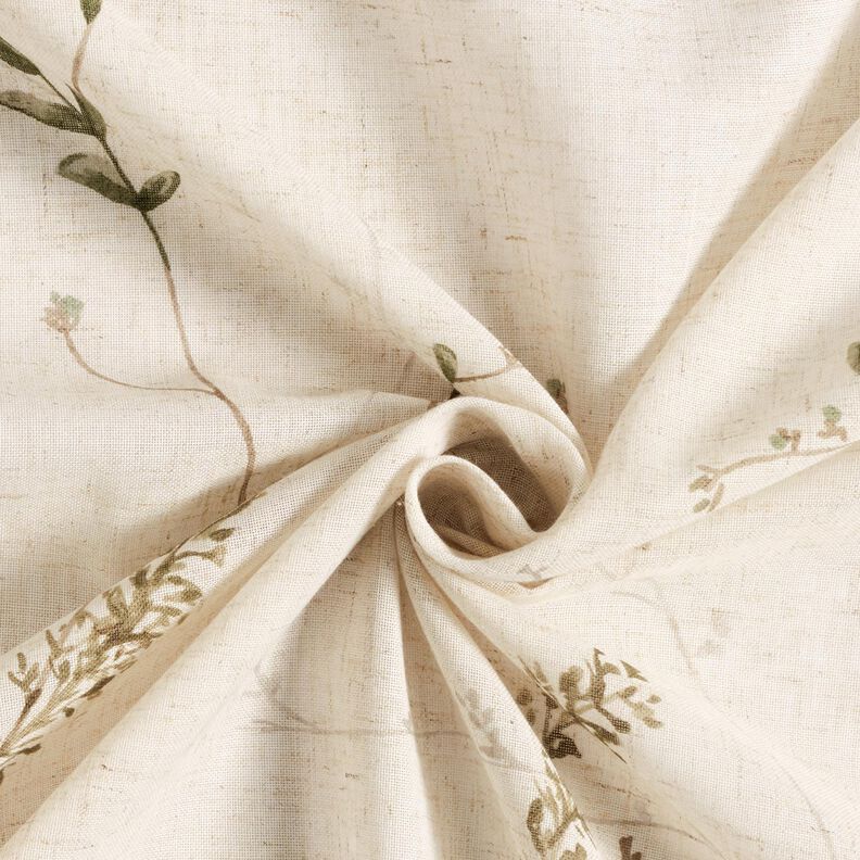 Tecido para cortinados Voile Ramos delicados – natural/pinheiro escuro,  image number 3