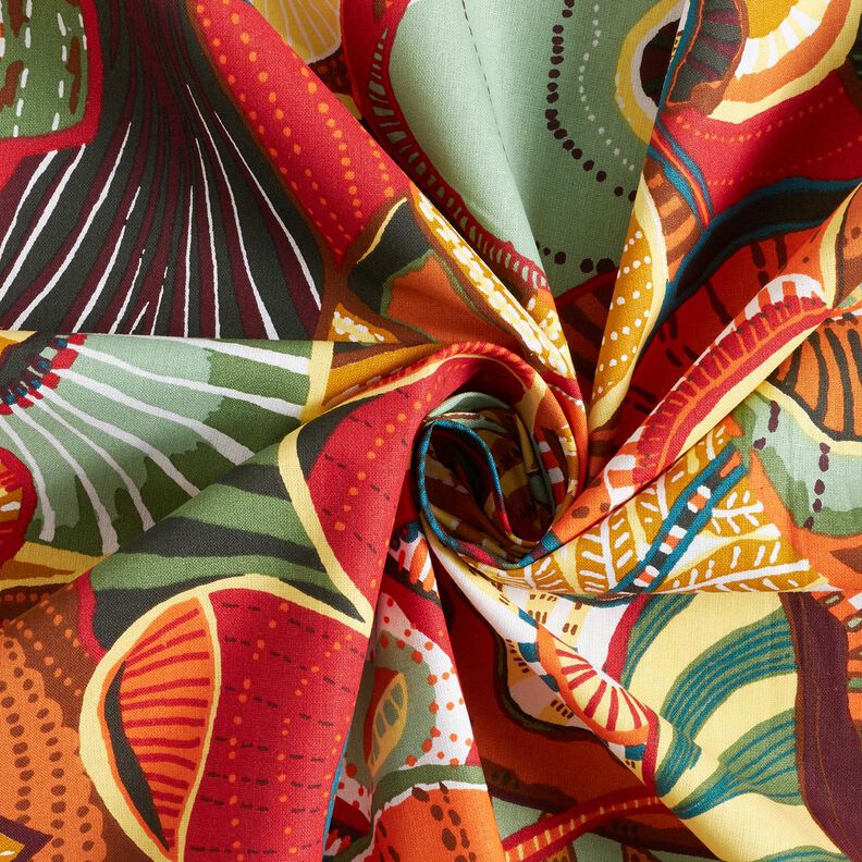 Tecido de algod&atilde;o Cretone Flores folcl&oacute;ricas &ndash; carmin/azul petr&oacute;leo,  image number 3