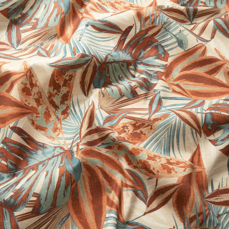 Tecido para exteriores Lona Folhas grandes – natural/terracota,  image number 2