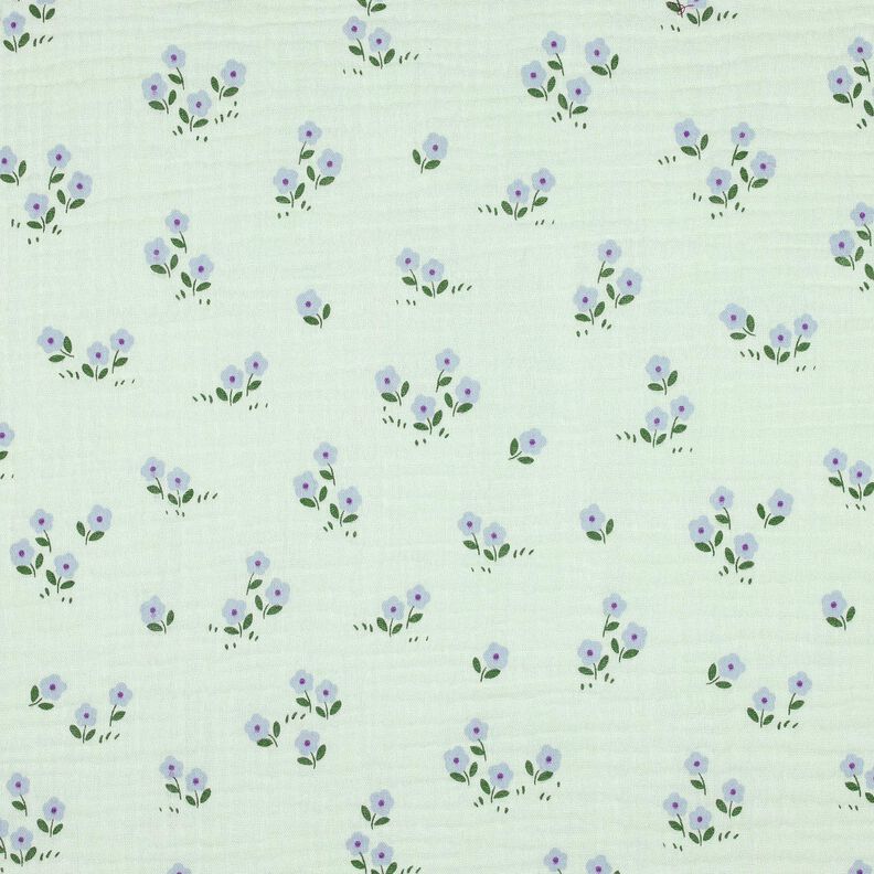 Musselina/ Tecido plissado duplo Florzinhas | Poppy Fabrics – menta clara,  image number 1