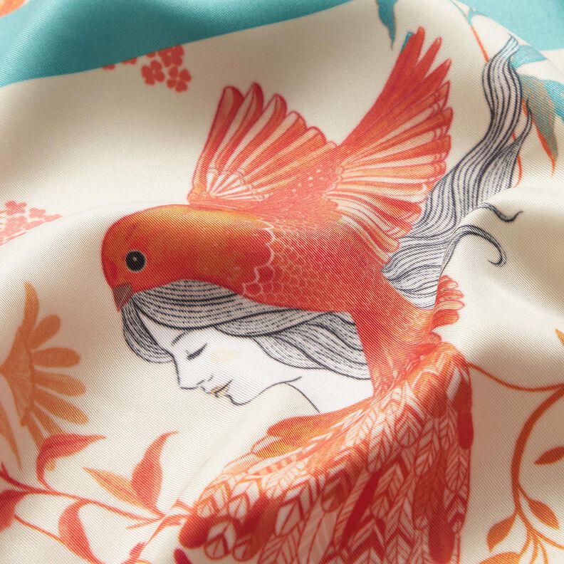 Painel de cetim Pássaros e fadas | Katia Fabrics – azul marinho/creme,  image number 6