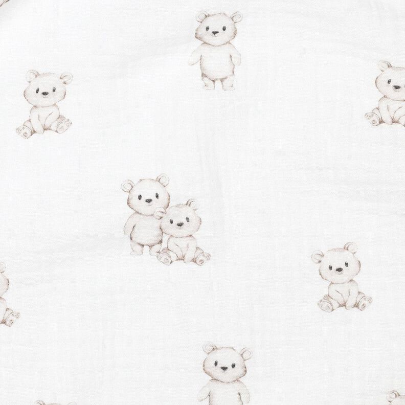 GOTS Musselina/ Tecido plissado duplo Ursos amigáveis Impressão Digital | Poppy Fabrics –,  image number 2