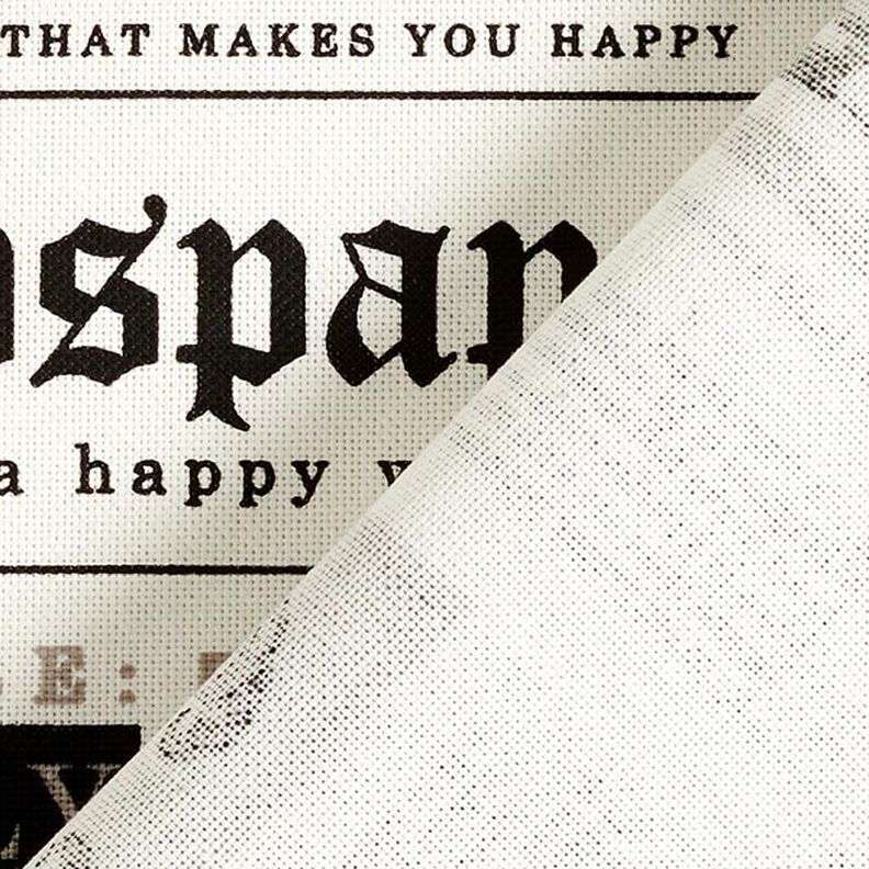 Tecido para decoração Meio linho Panamá Jornal retro – branco/preto,  image number 3