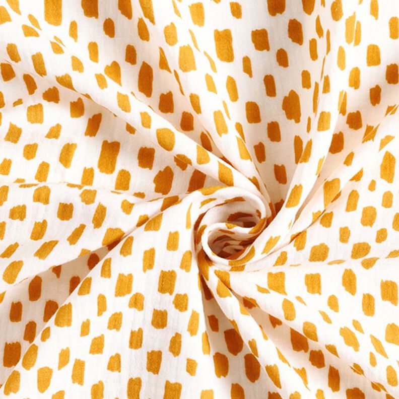 Musselina/ Tecido plissado duplo Xadrez e manchas – branco/amarelo-caril,  image number 3