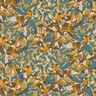 Tecido de viscose mar de flores abstrato – pinheiro azul/amarelo-caril | Retalho 60cm,  thumbnail number 1