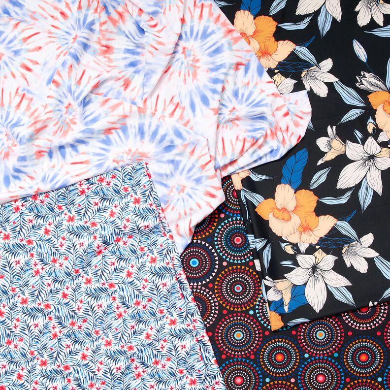 Tecido para fatos de banho Mandala Batik – branco/cor de malagueta,  image number 5