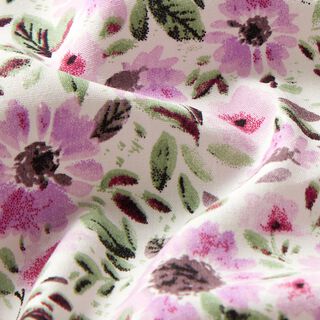 Popelina de algodão Mar de flores – púrpura média/branco, 