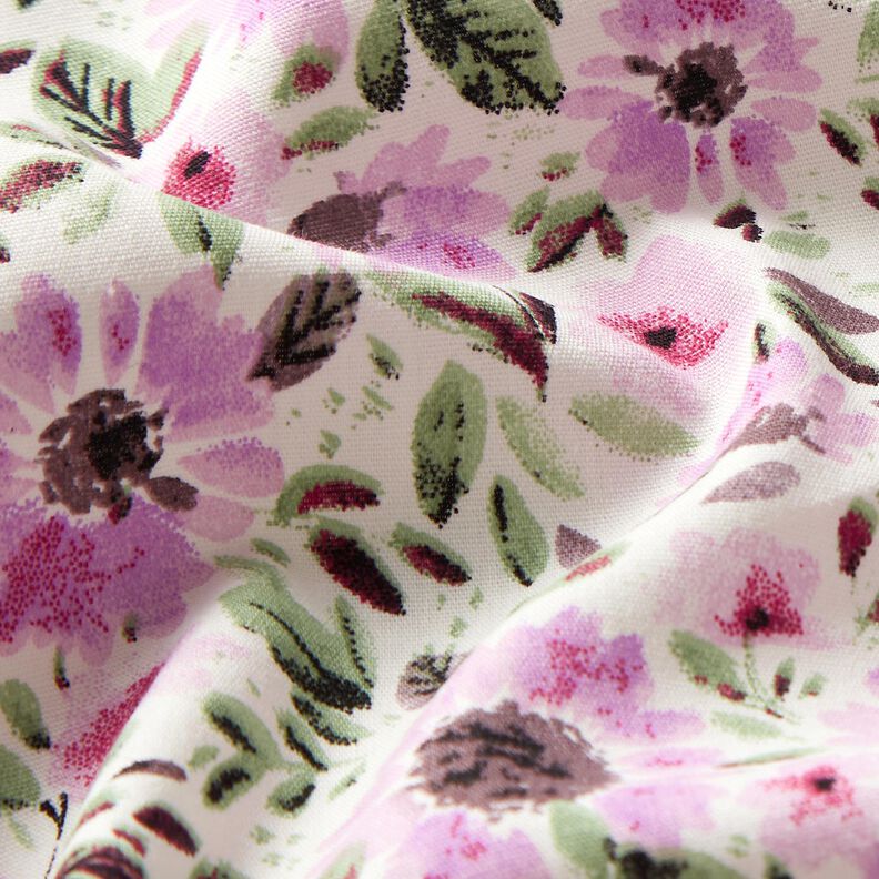 Popelina de algodão Mar de flores – púrpura média/branco,  image number 2