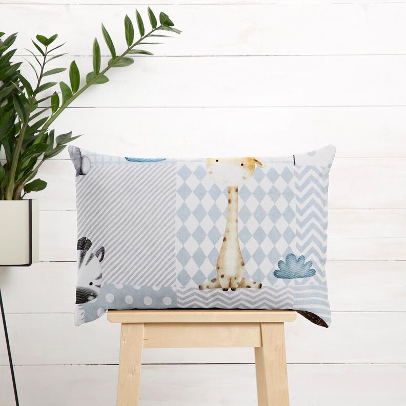 Tecido para decoração Sarja de algodão Animais da selva bebé Impressão Digital – branco/azul claro,  image number 7