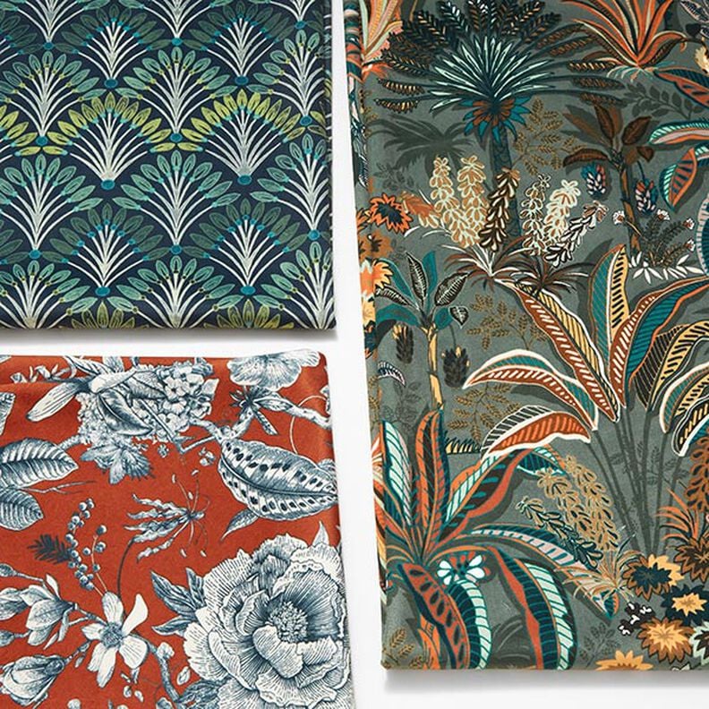 Veludo para decoração Leques elegantes – azul petróleo,  image number 6