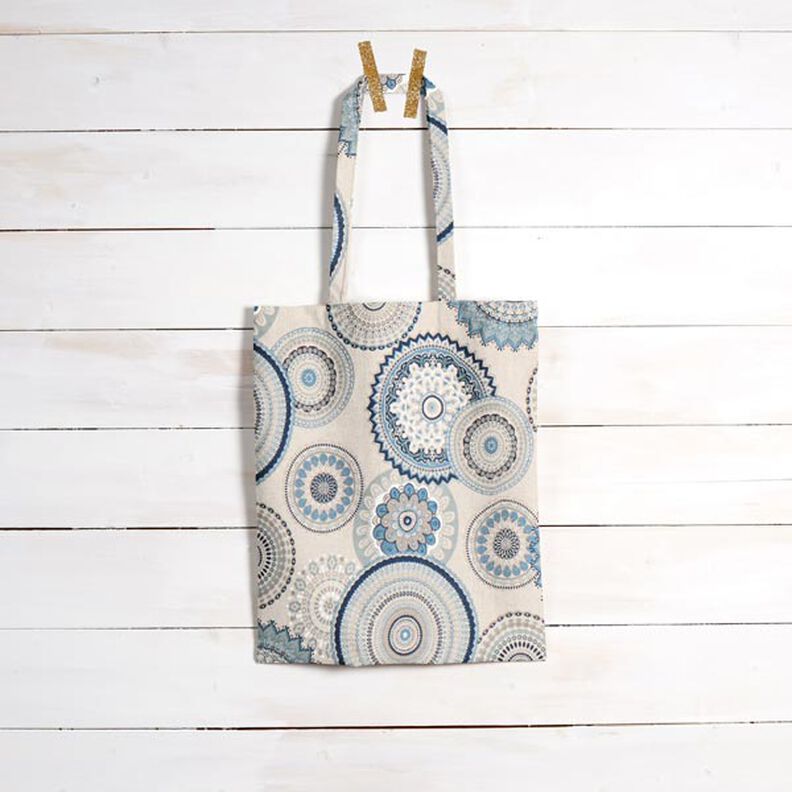 Tecido para decoração Meio linho Panamá Mandala – azul,  image number 7