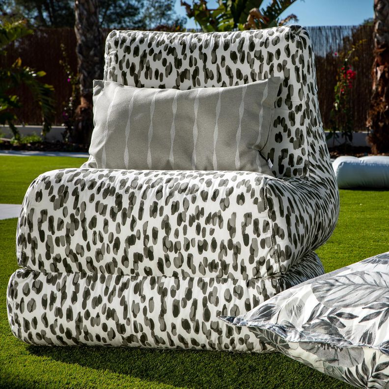 Tecido para exteriores Lona Bolinhas grandes – marfim/cinzento,  image number 8