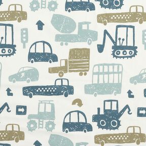 French Terry Sweat de ver&atilde;o Carros rabiscados &ndash; branco/azul, 