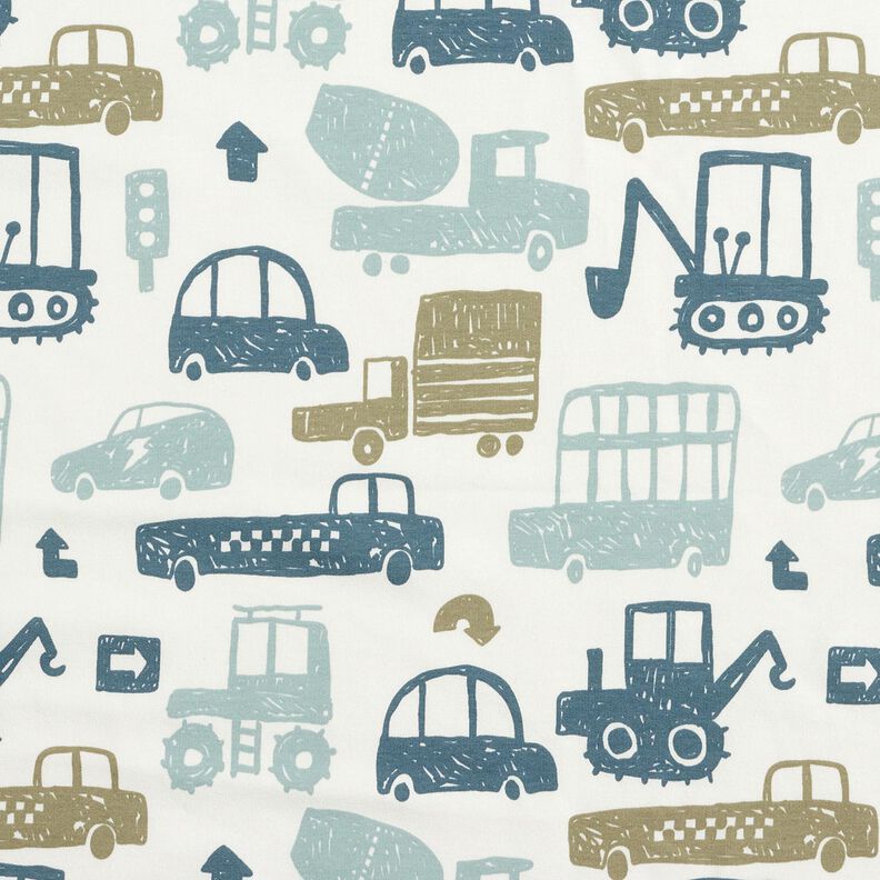 French Terry Sweat de ver&atilde;o Carros rabiscados &ndash; branco/azul,  image number 1