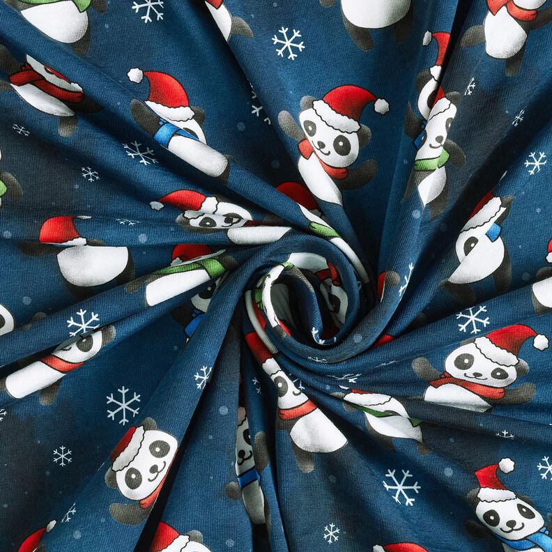 Jersey de algodão Panda em espírito natalino | Glitzerpüppi – azul-noite/cor de malagueta,  image number 3