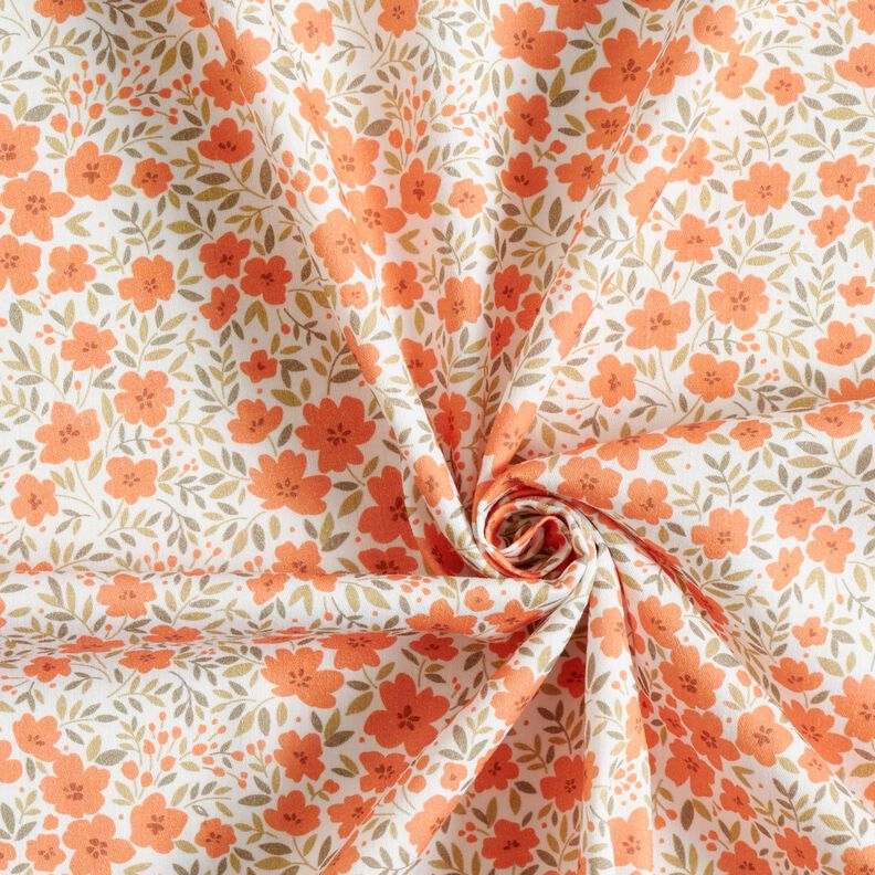Tecido para decoração Cetim de algodão Mar floral – laranja-pêssego/branco,  image number 3