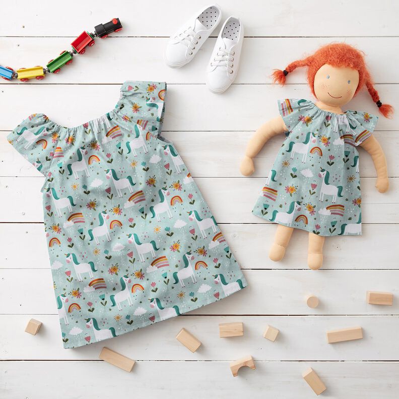 Popelina de algodão Unicórnio no mundo do arco-íris Impressão Digital – azul-gelo,  image number 5