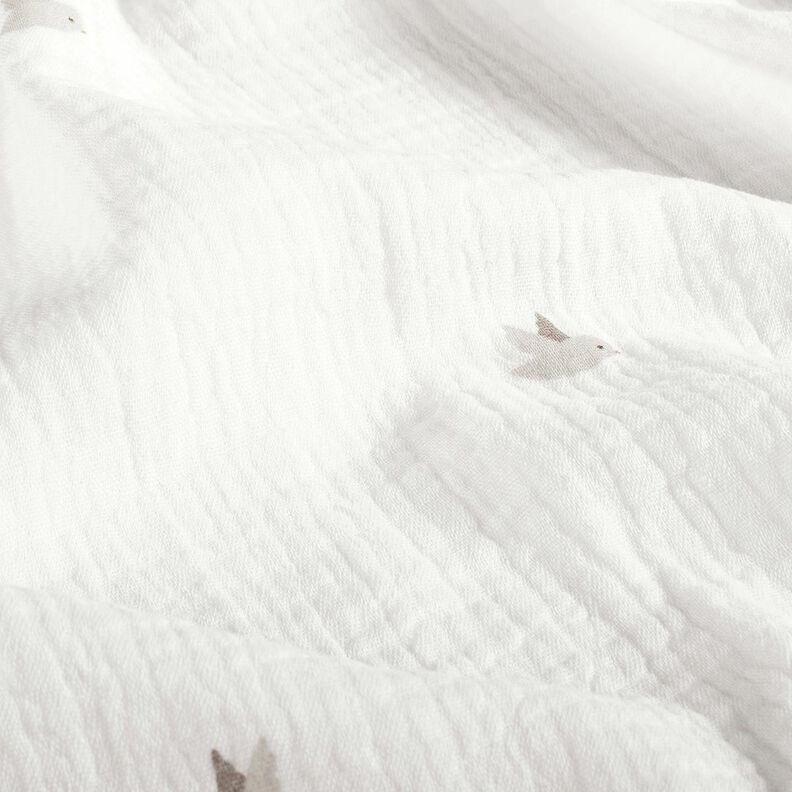 Musselina/ Tecido plissado duplo Passarinhos – branco sujo/natural,  image number 2