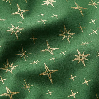 Tecido de algodão Popelina Estrelas cintilantes – verde/dourado, 