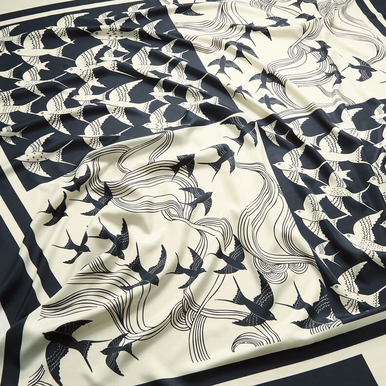 Painel de cetim Andorinhas | Katia Fabrics – antracite/creme,  image number 2